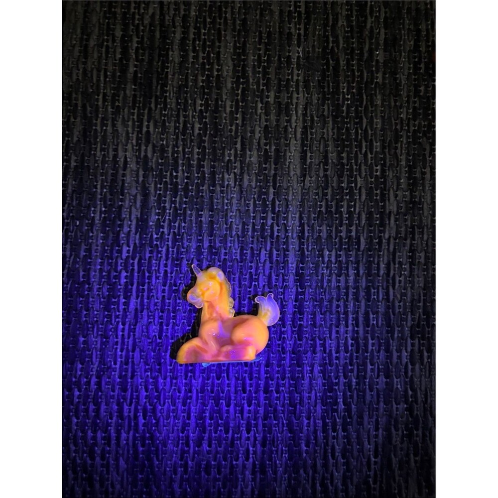 Vintage Boyd Little Glass Lucky The Unicorn Orange Calico Collectibl UV Reactive